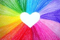 Colorful crayon heart design with rainbow hues radiating vibrantly. A perfect blend of artistic expression and vivid color.
